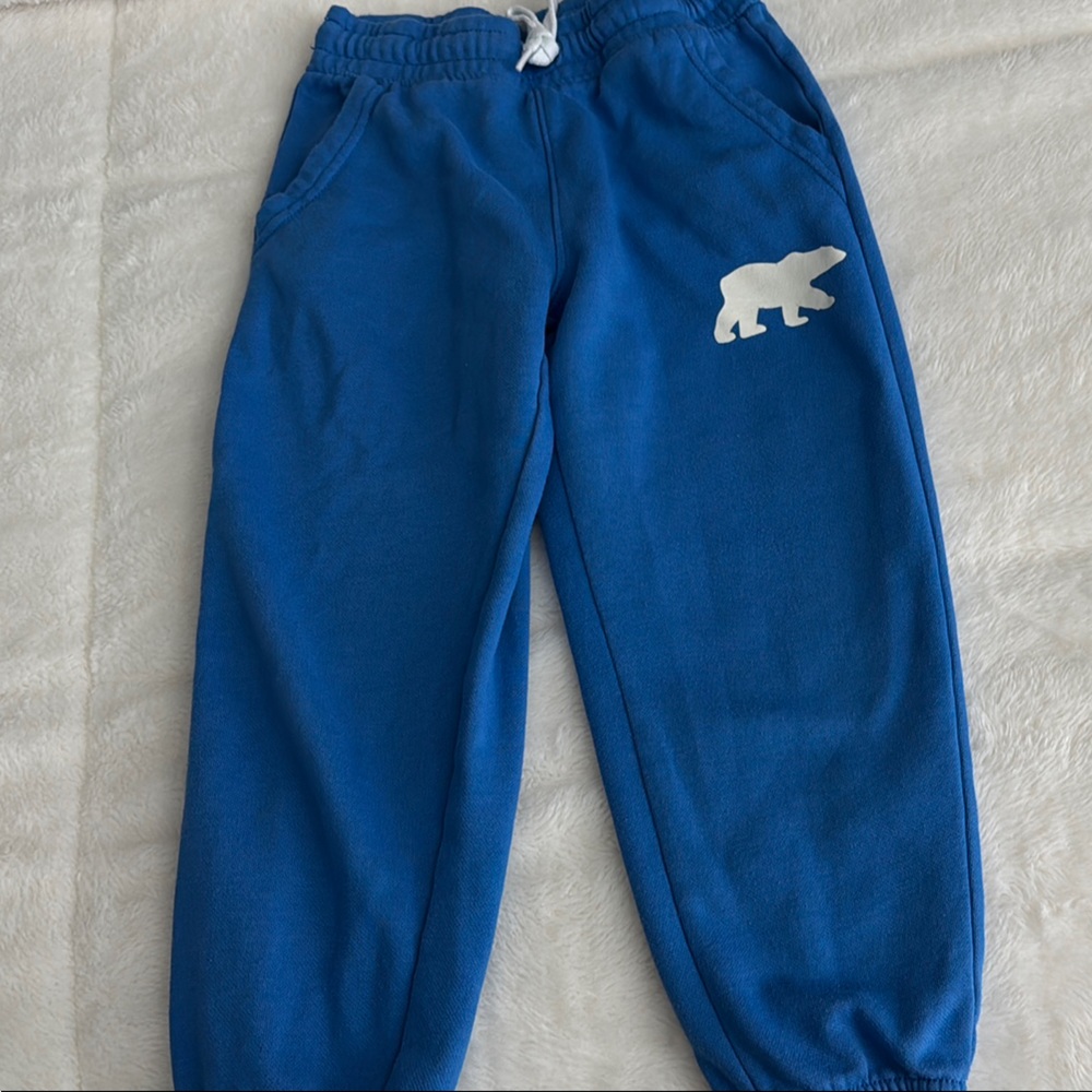 Old Navy Blue and White Joggers with Bear Logo